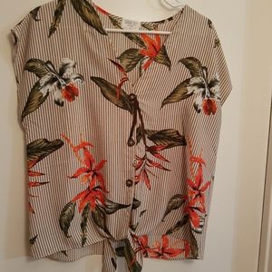 Medium floral palm leaves blouse